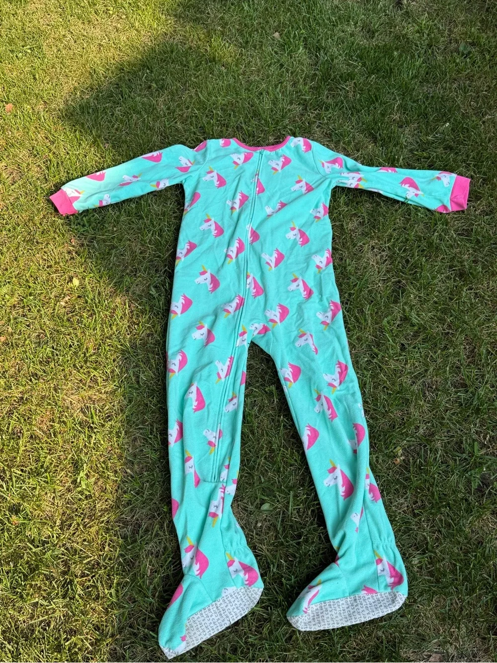 Carter's Mint Green Unicorn Footed Pajama with Pink Trim